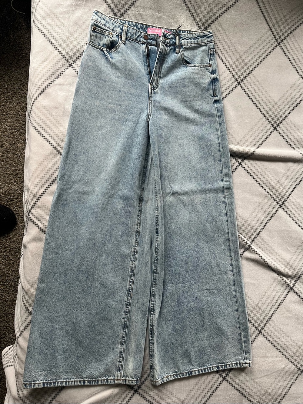 Freckled Poppy Light Wash Palazzo Wide Leg Denim Jeans Sz M (30)